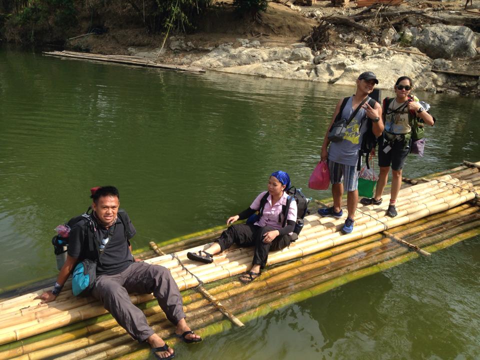 crossing the river in a balsa